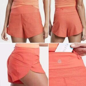 Athleta Orange Athletic Shorts with Wrap Design